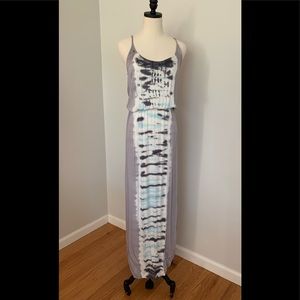 Spaghetti strap long dress in Ikat print
